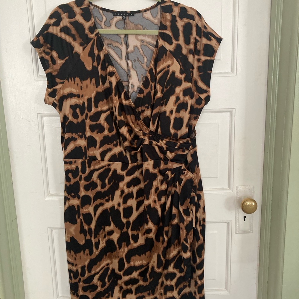 Tiana B. Brown and Black Animal Print Midi Dress